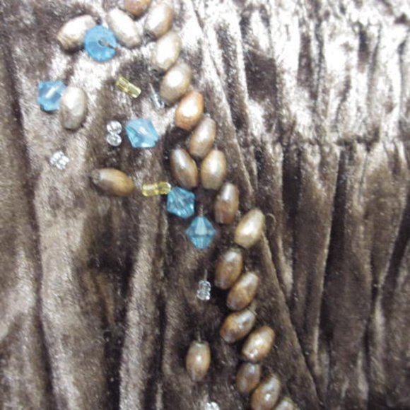 Temptation Italy Brown Velvet Boho Gypsy Lace Trim 2 Piece Top and Skirt - Picture 7 of 16